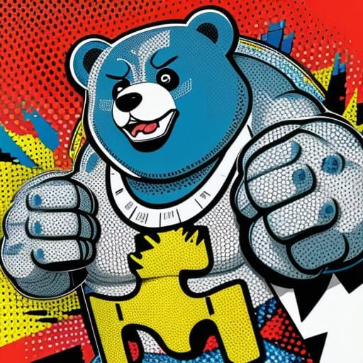 Colossal Pop Art Bear Statue Blasting Music