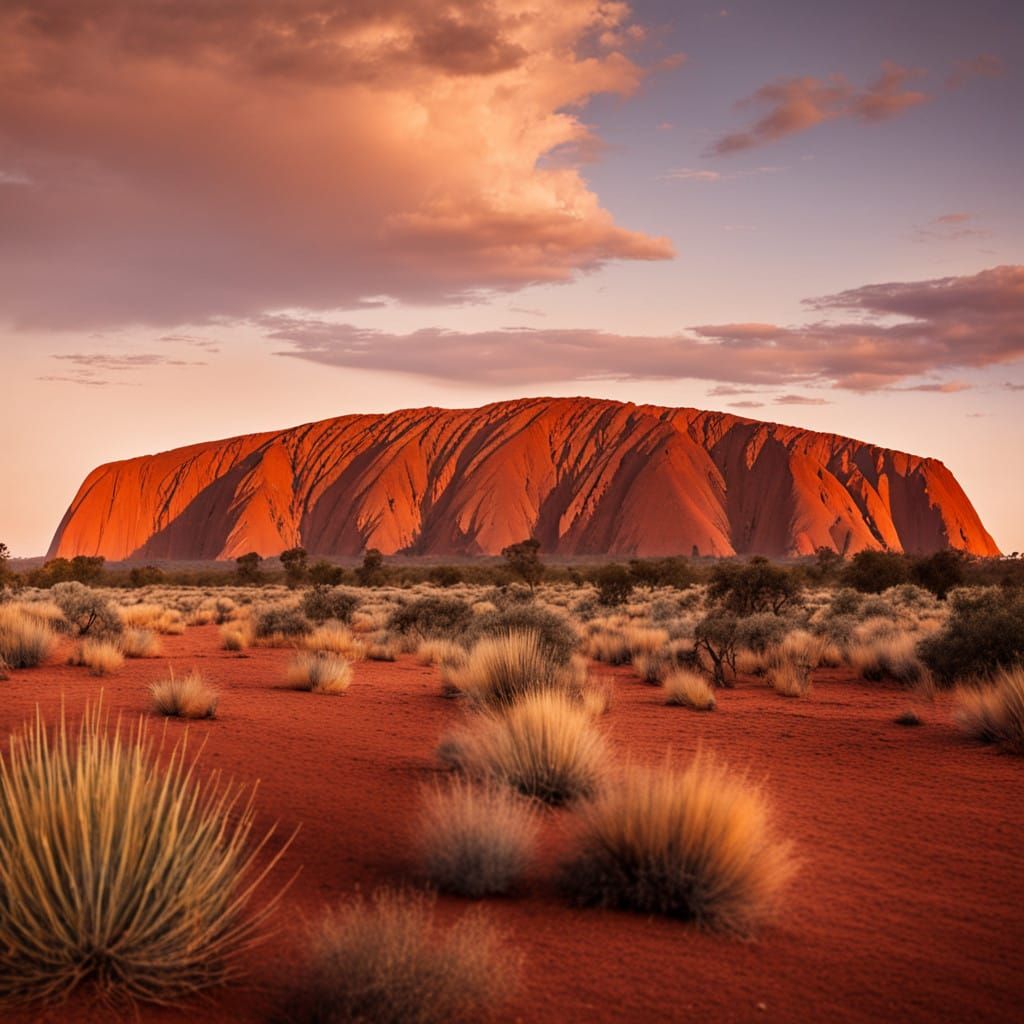 Spectacular Uluru Sunset in Golden Hour