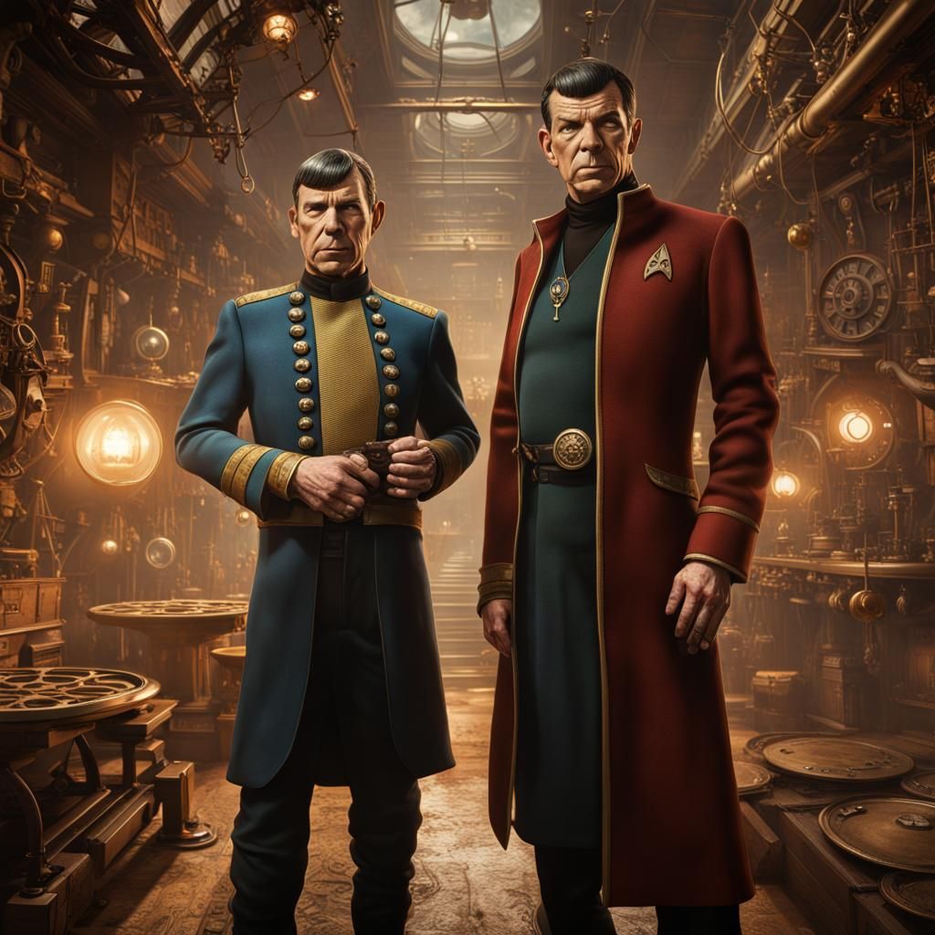 Steampunk Captain Kirk and Spock in Detailed Painting