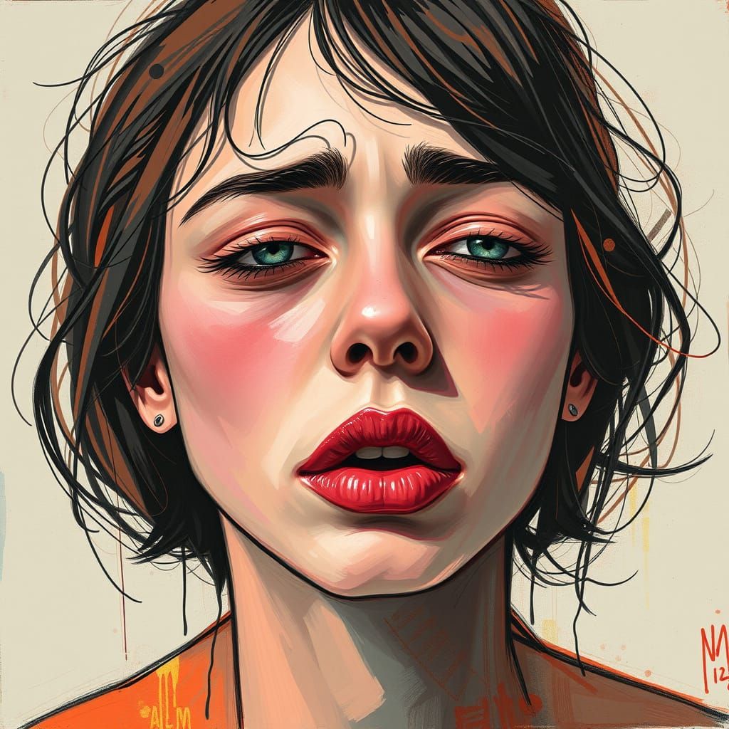 Abstract Emotional Portrait in the Style of Expressionist Ar...