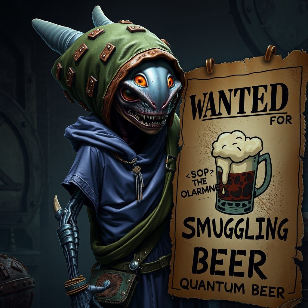 Alien Outlaw Wanted for Smuggling, Cyberpunk Style