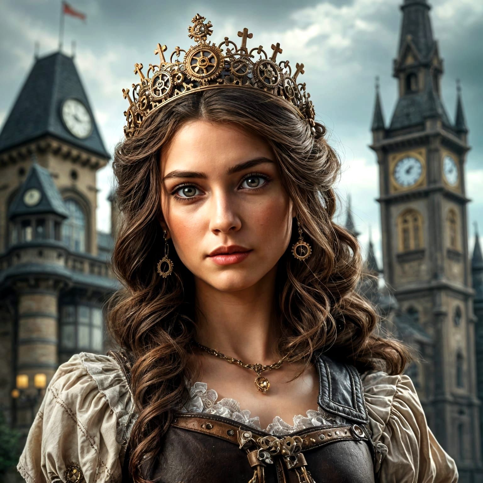 Steampunk Princess Portrait with Clockwork Tiara