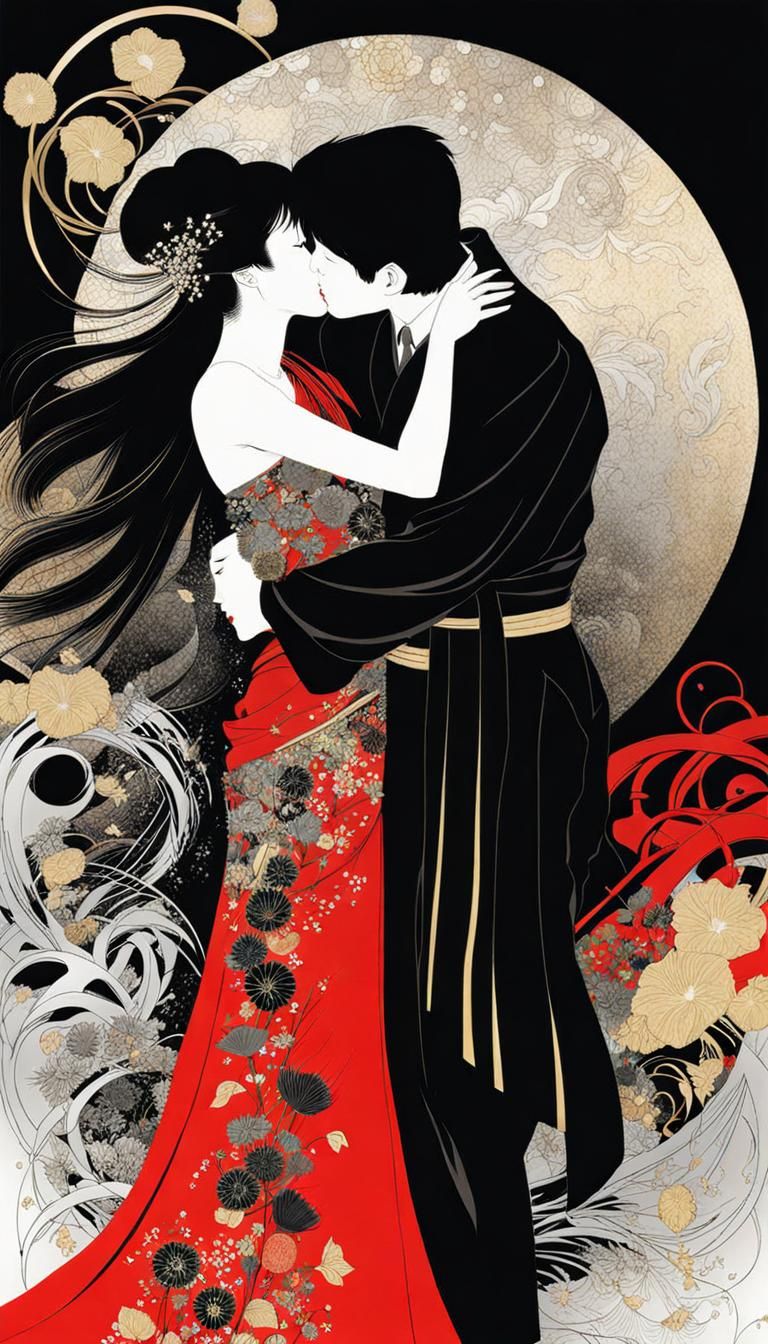 The Kiss: Ethereal Fantasy Digital Painting