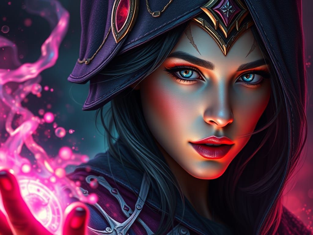 Fantasy Sorceress Portrait in Detailed Matte Painting