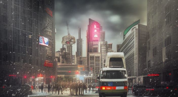 Military Chaos in a City: Detailed Photograph