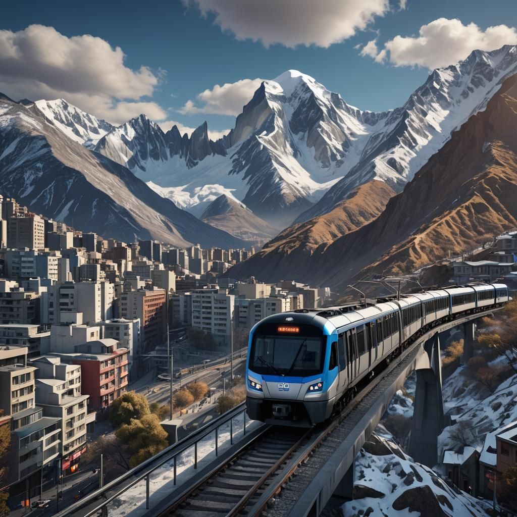 Santiago Metro Train Concept Art in Latin American Futurism