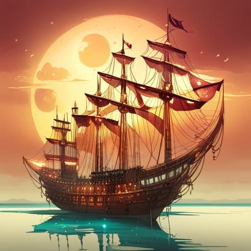 Steampunk Pirate Ship with Intricate Details