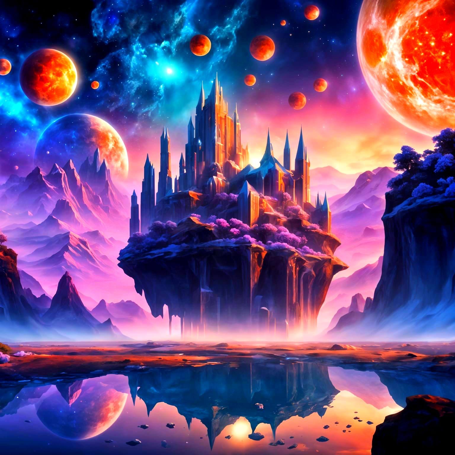 Surreal Cosmic Island Celebrates New Year in Stellar Style