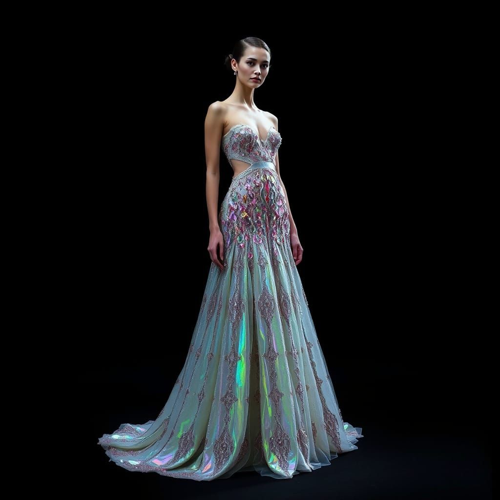 Holographic Gown: Futuristic Fashion Photography