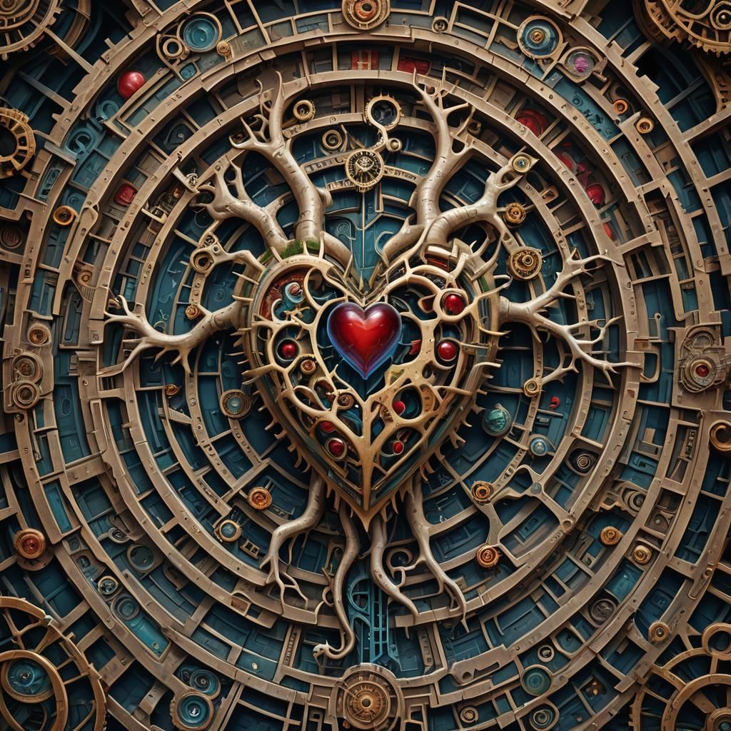 Organic Cogs with Mechanical Heart: Detailed Matte Painting