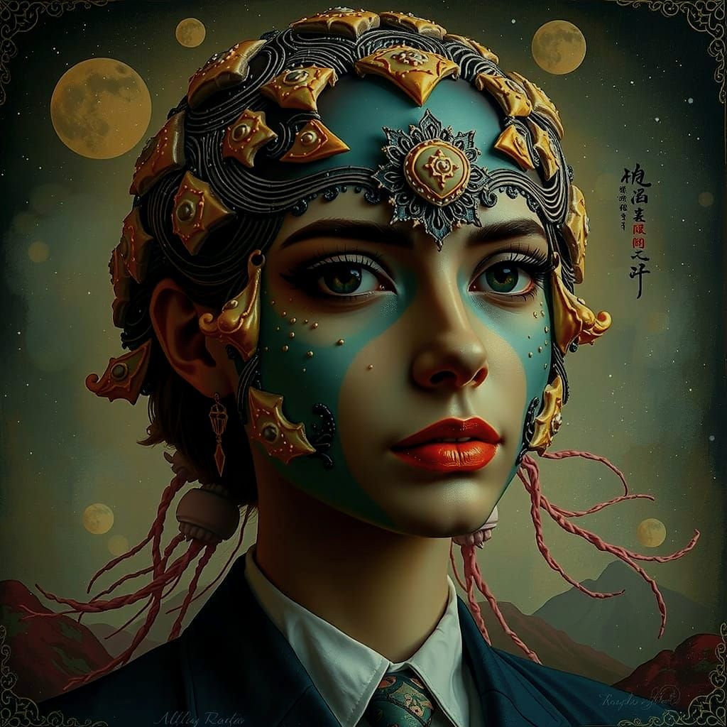 Dreamlike Amoeboid Landscape Painting in Pink, Blue, and Whi...