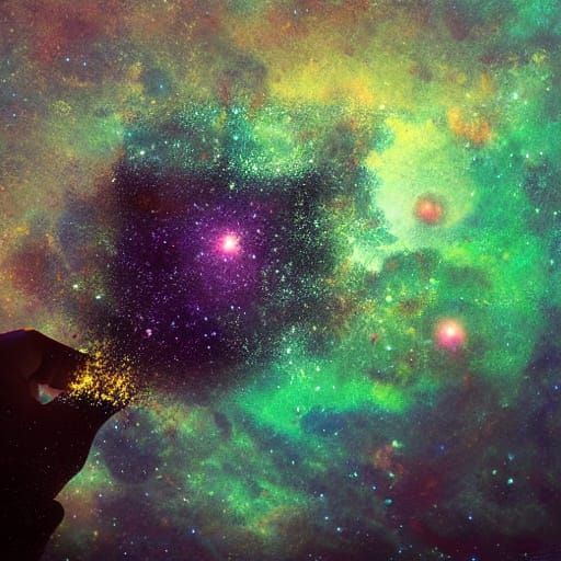 Cosmic Hand Holding Poppy in Nebulae