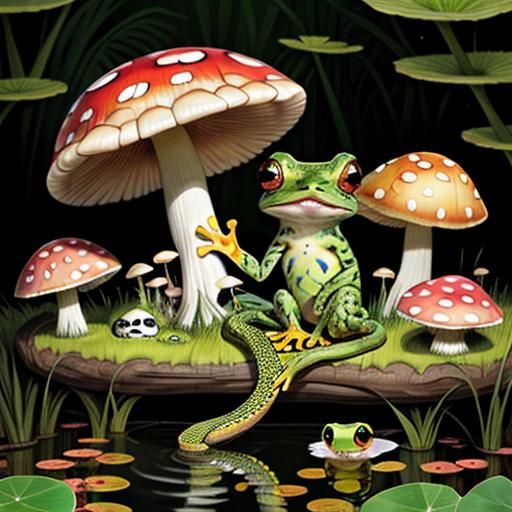 Adorable Kitten Frog Hybrid in Snake Mouth