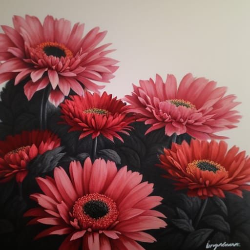 Charcoal Drawing Captures Scent of Red Flowers