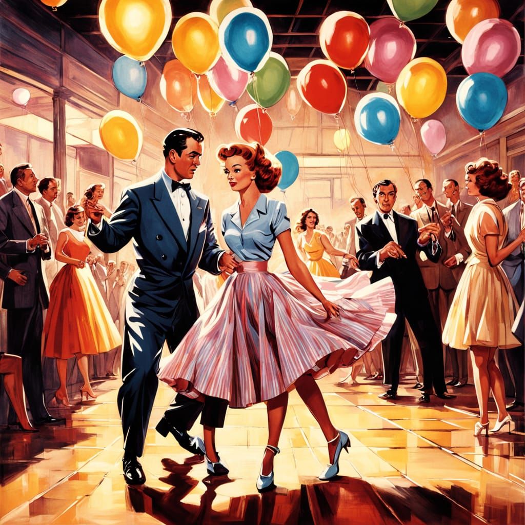 Sock Hop Scene in Classic Hollywood Photography Style