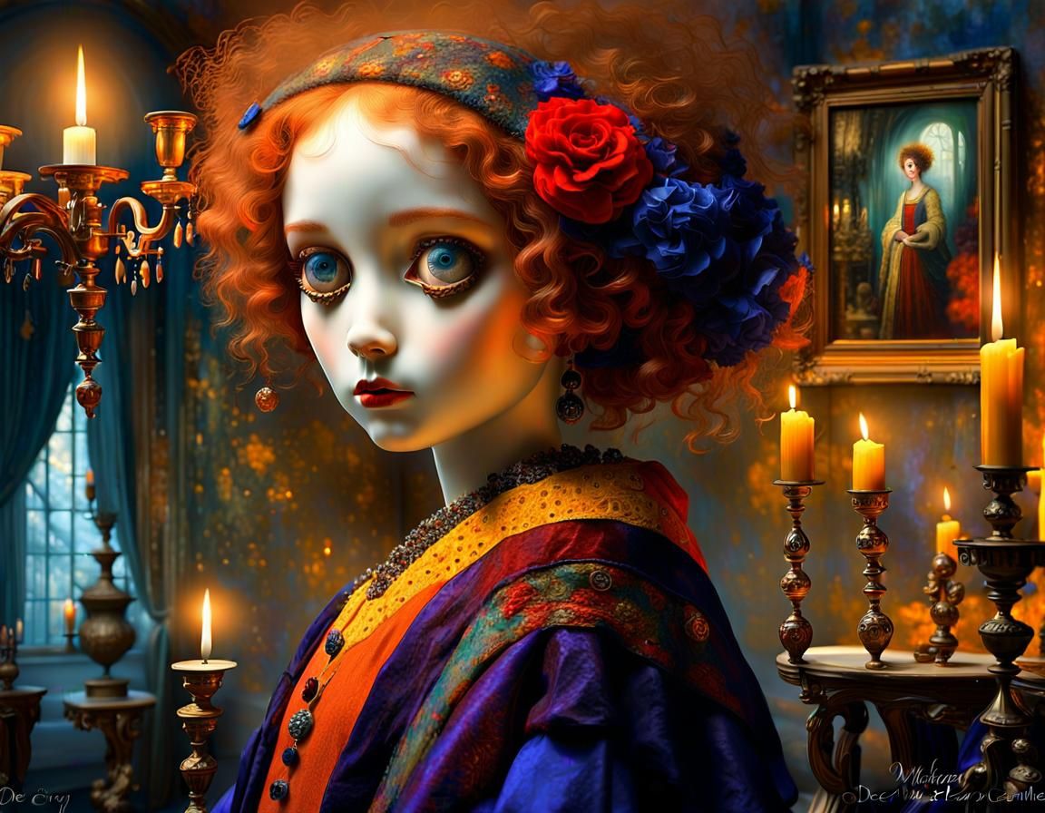 Opulent Boudoir Scene in Sfumato Style