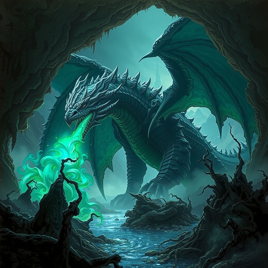 Epic Black Dragon in Rotting Cave
