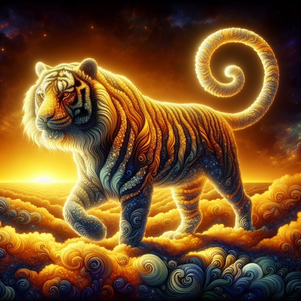 Glowing Cloud Tiger in Golden Sunset