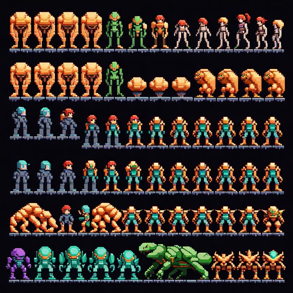 SNES Platformer Remaster: Game Sprite Sheet