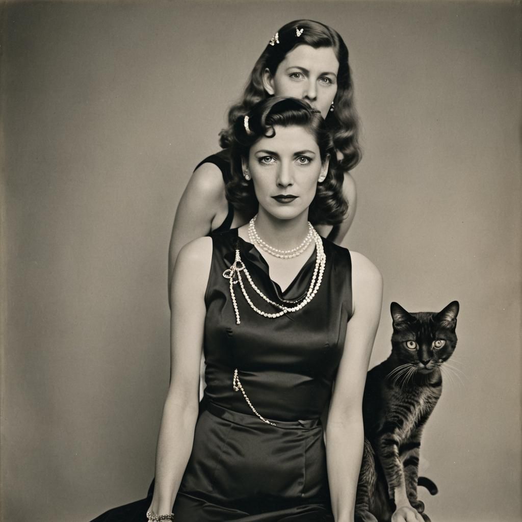 Woman with Snake and Cat Women