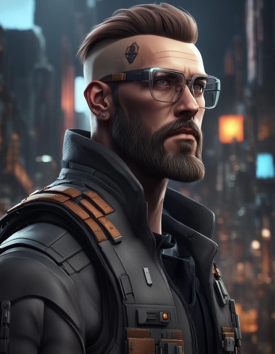 Cyberpunk Character Portrait in Detailed Matte Painting