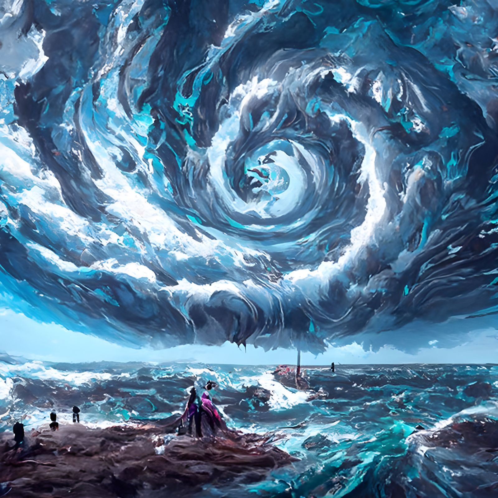 Ocean Maelstrom Digital Illustration in Hyperdetailed Style