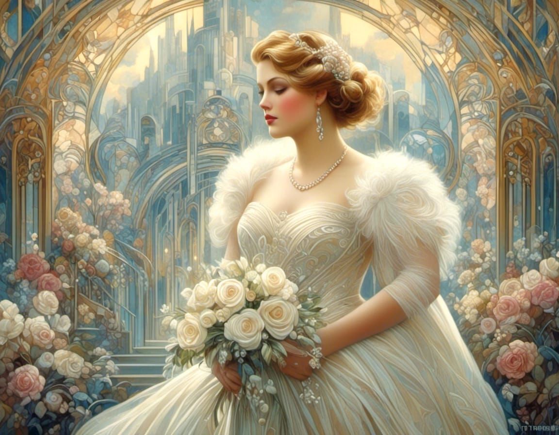 Art Deco Wedding Day of a Plus-Sized Woman