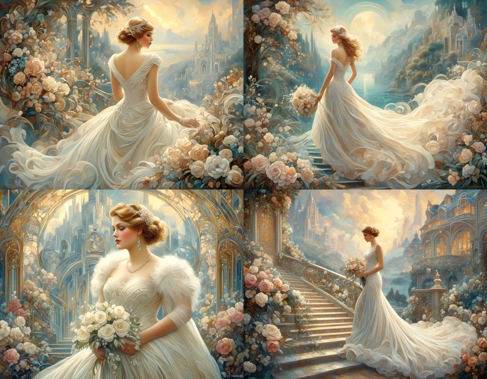 Art Deco Wedding Portrait of Young Woman