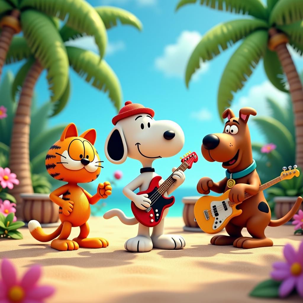 Snoopy, Garfield, Scooby Doo Reggae Band in 3D CGI