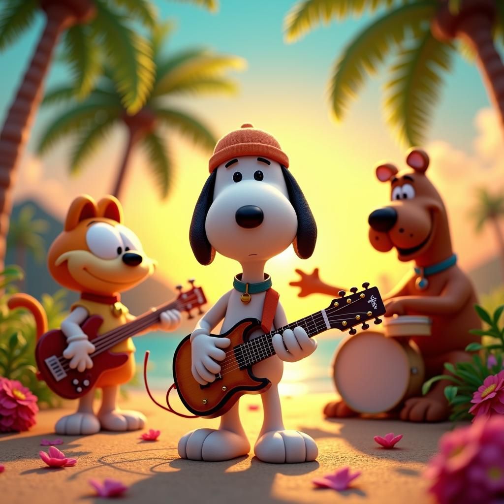 Snoopy, Garfield, Scooby Doo Reggae Band in 3D CGI