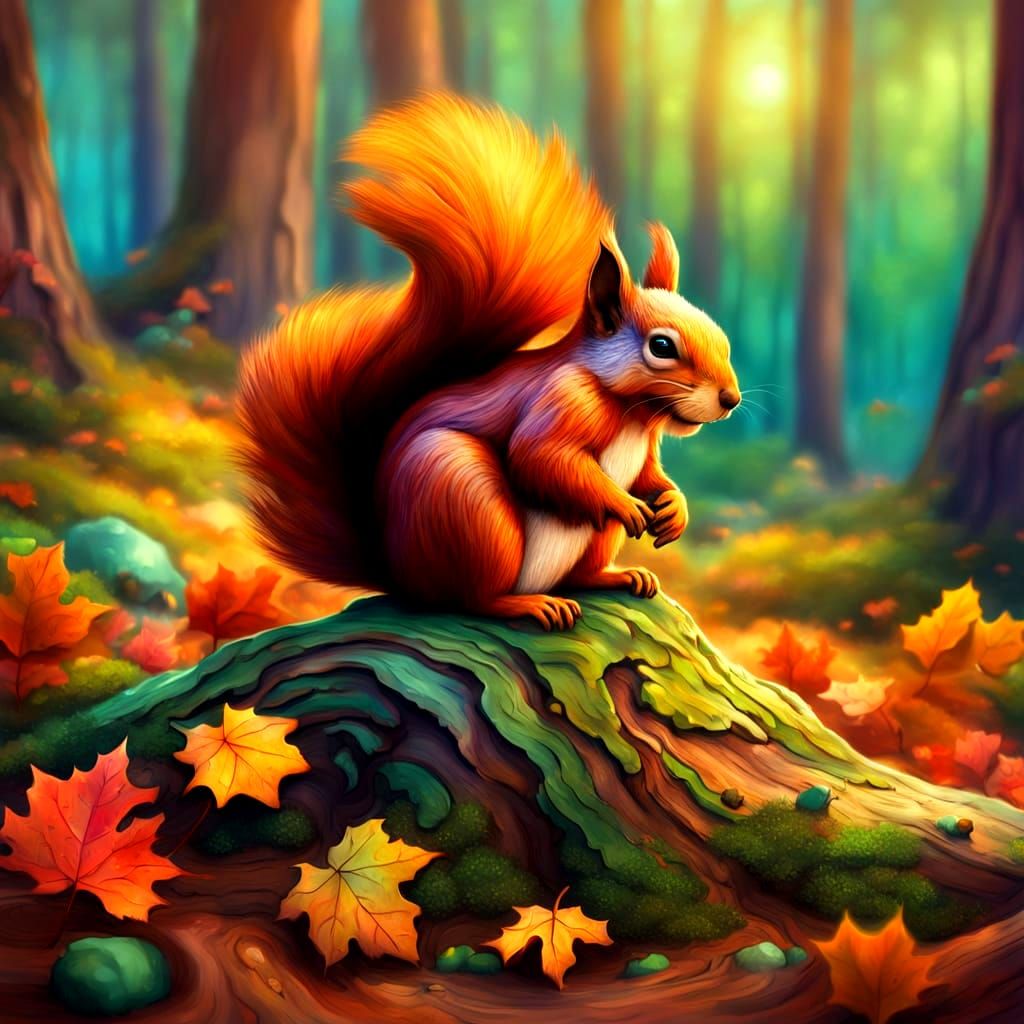 Squirrel Carved From Maple Burl Stump