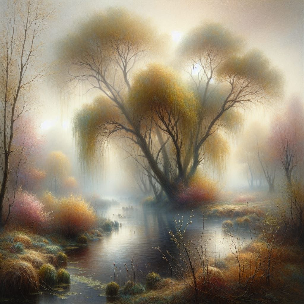 Magical Spring River Backwater in Soft Focus