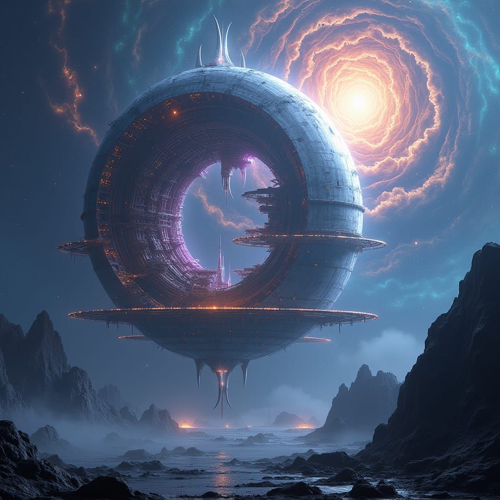 Futuristic Megastructure Planet Shell Harnessing Cosmic Ener...