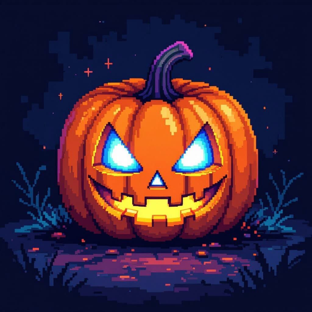 8-Bit Jack O' Lantern with Electric Eyes