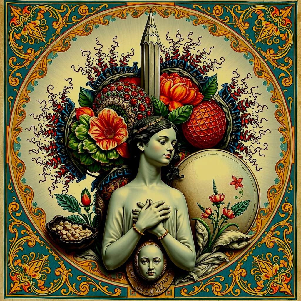 Seraphinianus Sculpture of Reflected Glory in Art Deco Style