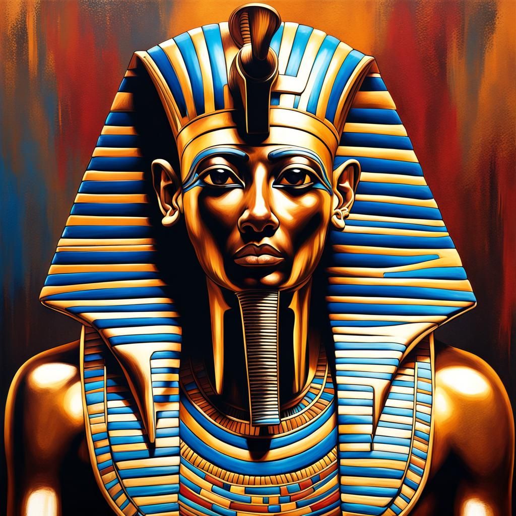 Egyptian Pharaoh in Acrylic Paint, Hyperrealistic Style