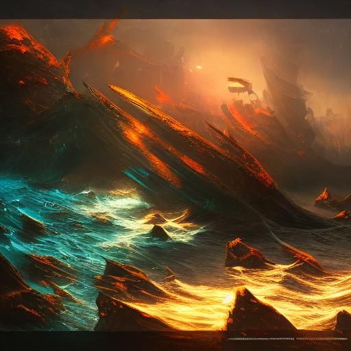 Fantastical Deep Sea Matte Painting in Deep Color