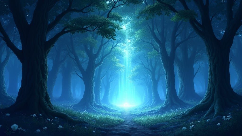 Mystical Forest Portal Digital Painting in Studio Ghibli Sty...