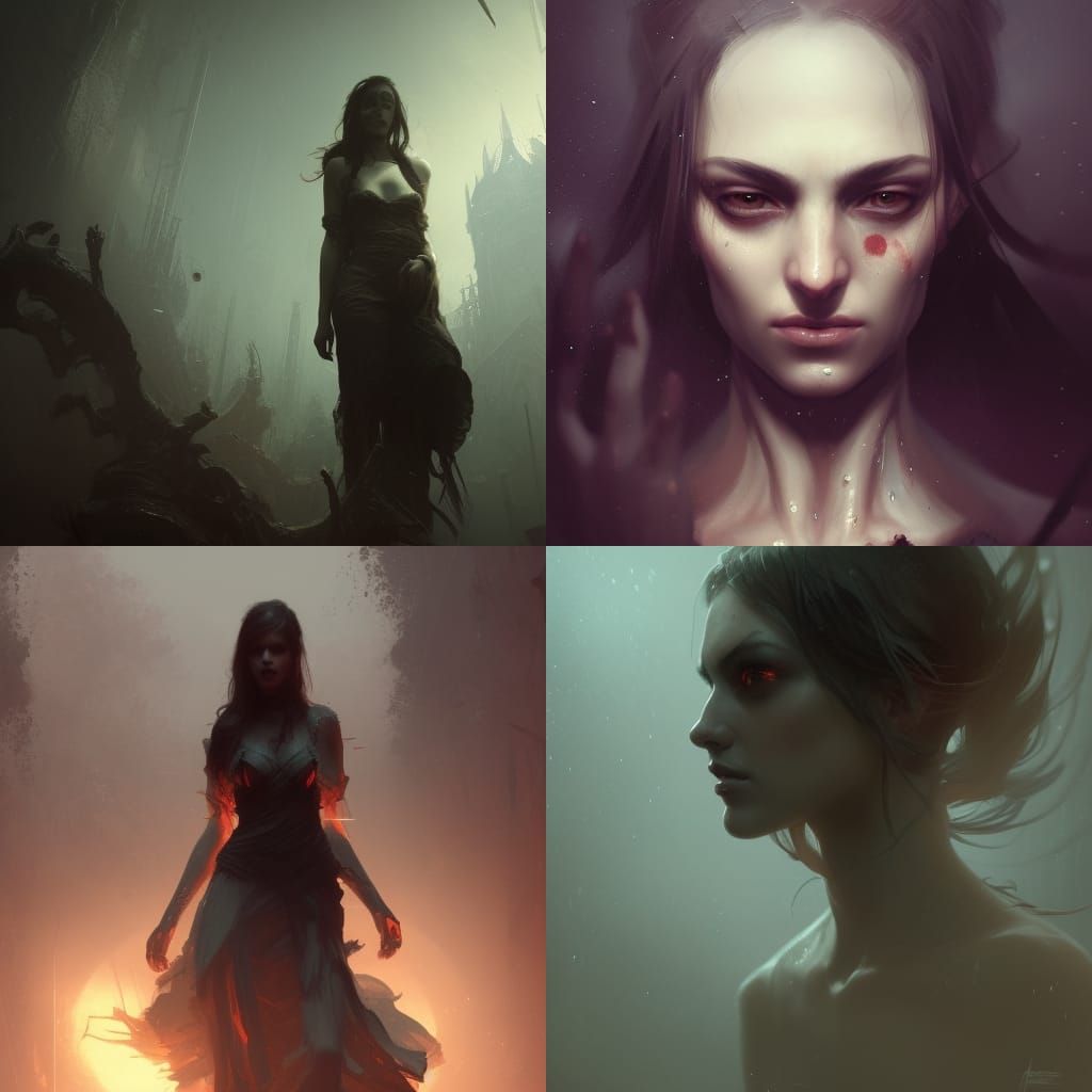 Dark Fantasy Portrait of a Sad Woman in 8K