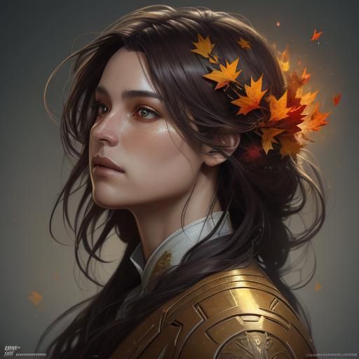 Autumn Woman Portrait with Golden Glow, Hyper-Realistic