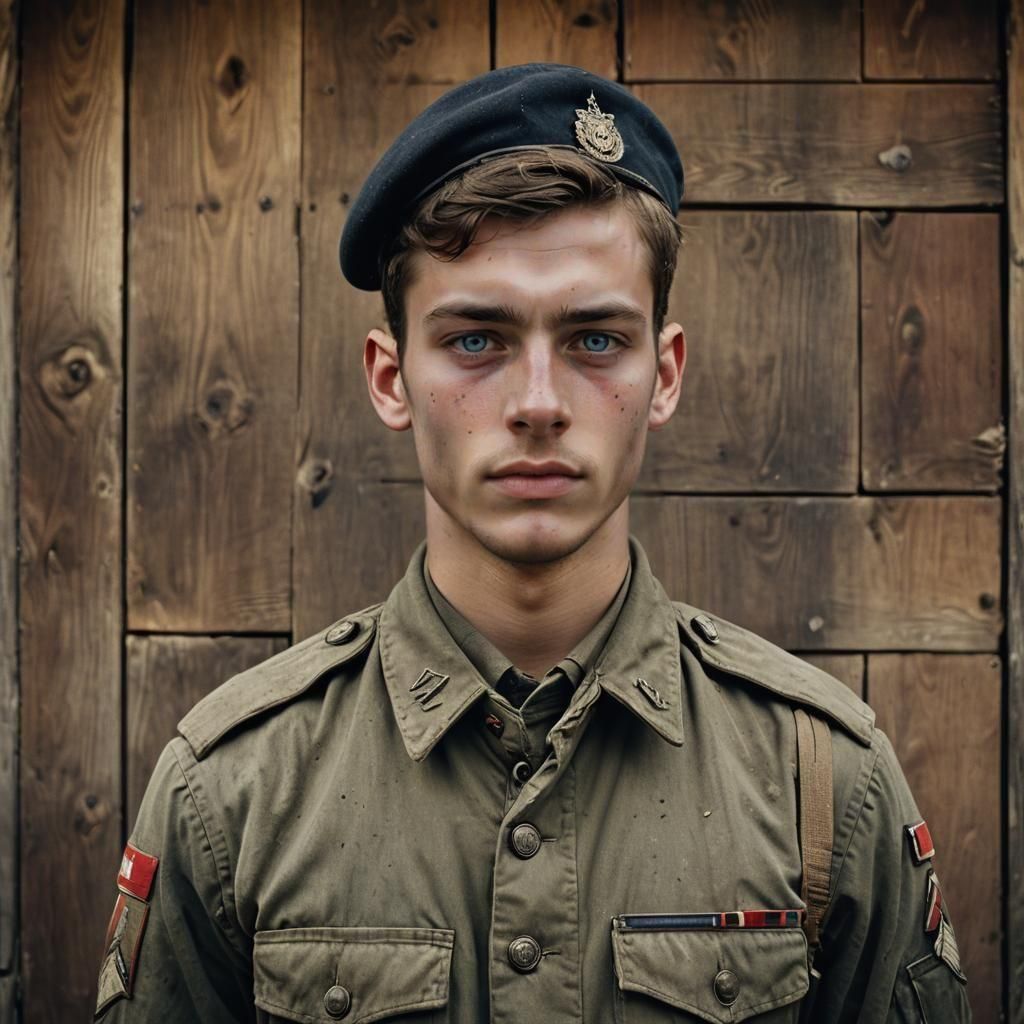 World War II Soldier Portrait in Somber Ambient Light
