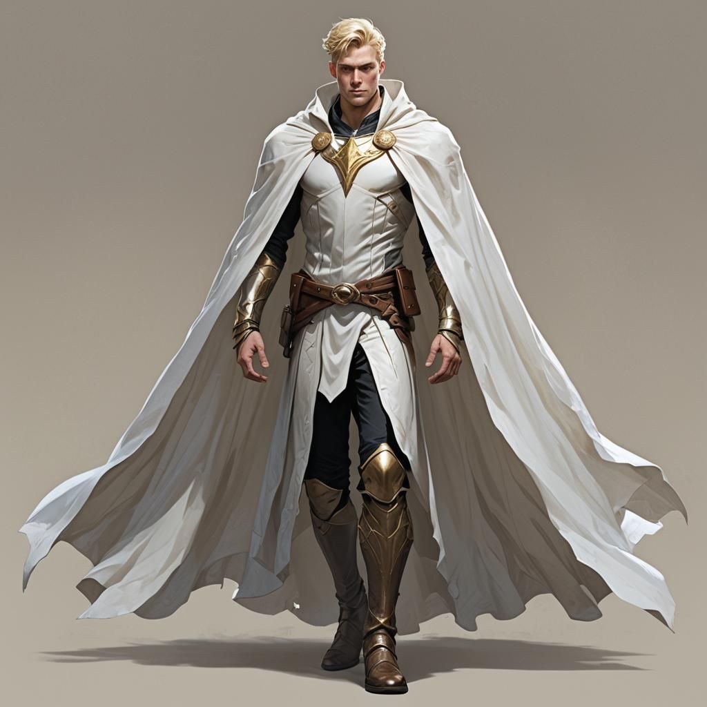 Blonde Man in White Cape: Fantasy Concept Art
