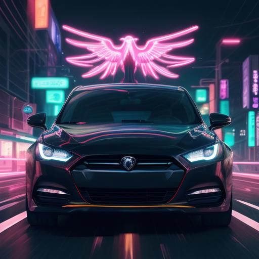 Taylor Swift in Phoenix Car: Vibrant Anime Concept Art