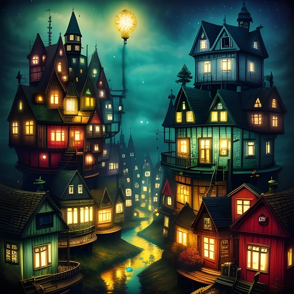 Surreal Whimsical Landscape Illustration