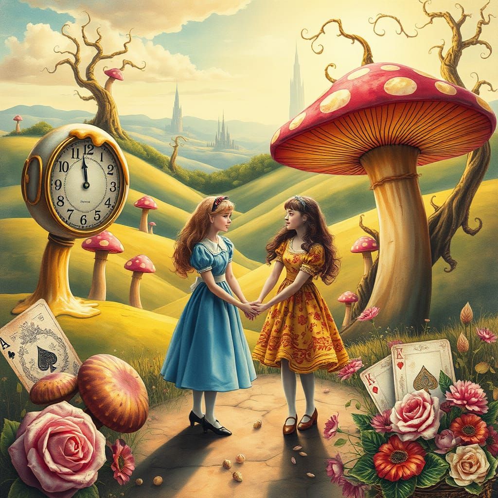 Alice, Dorothy, and Melting Clocks in Dreamlike Surrealism