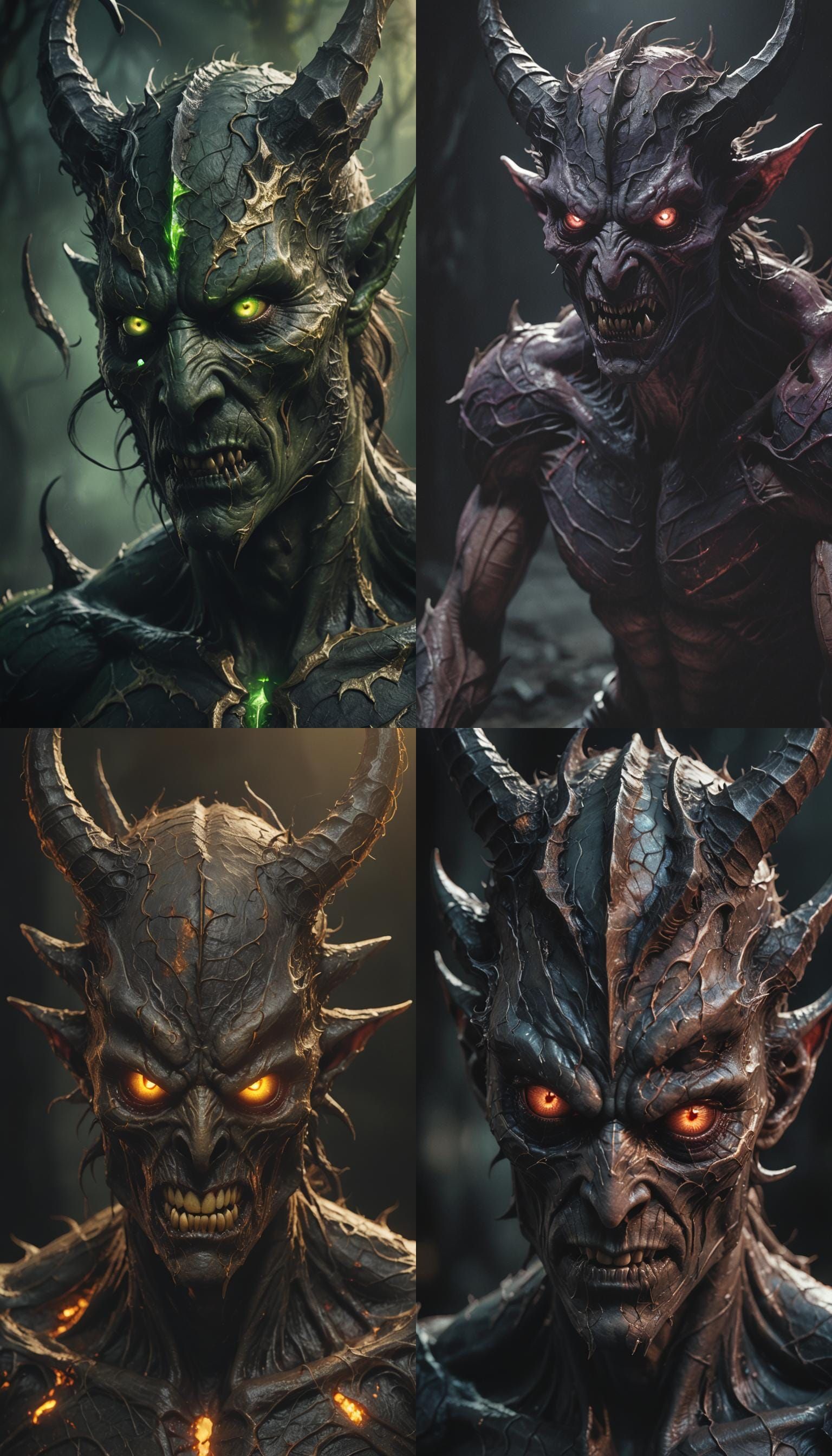 Slender Horned Demon Lurking in the Dark