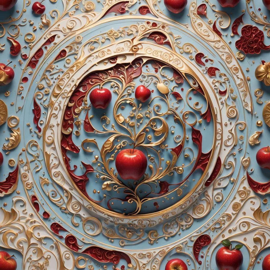 Detailed Red Apple Matte Painting on White Background