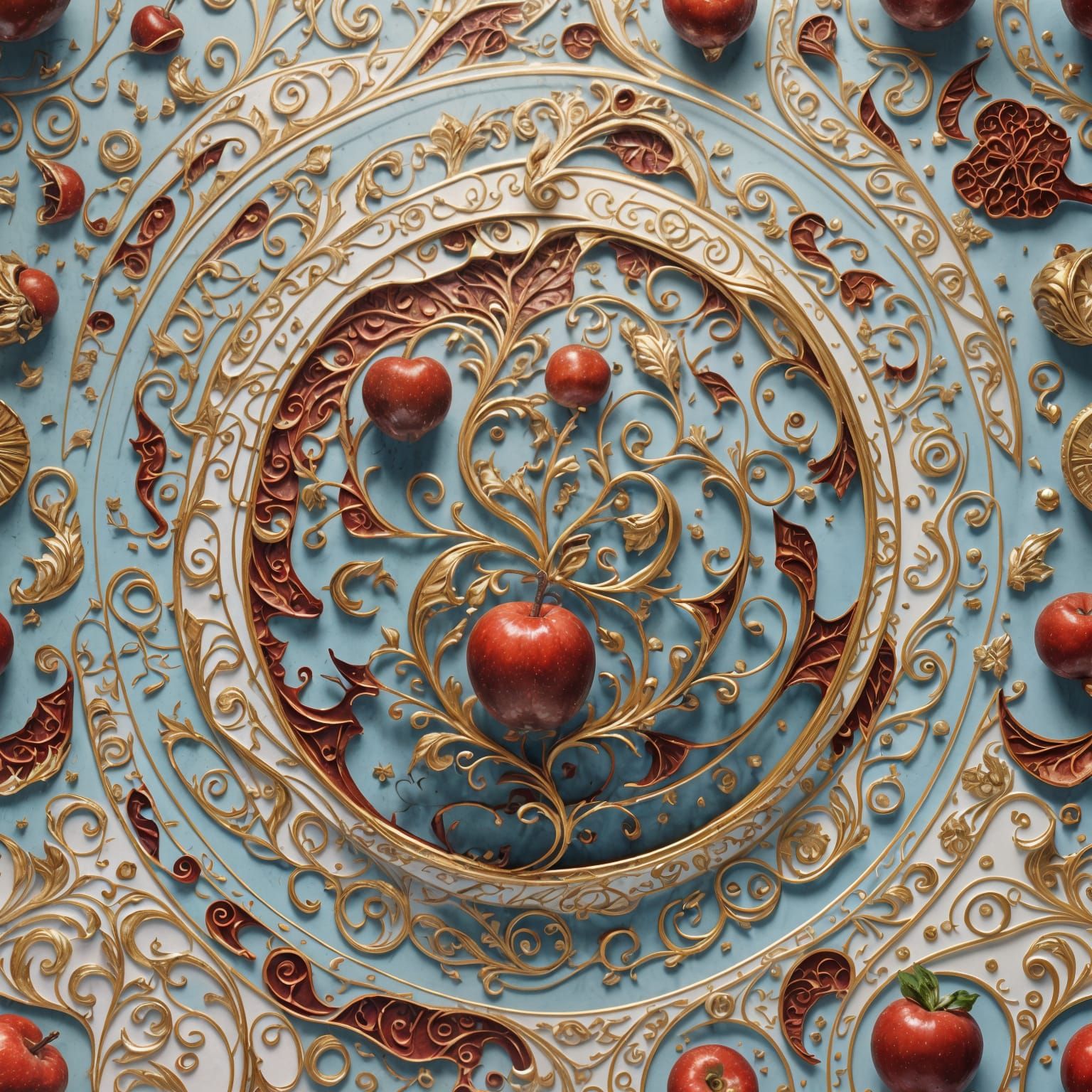 Red Apple on White, Detailed Matte Painting