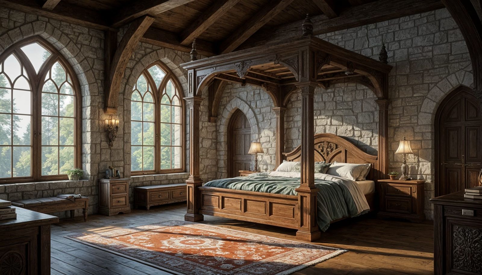 Elven Rustic Bedroom in Fantasy Castle