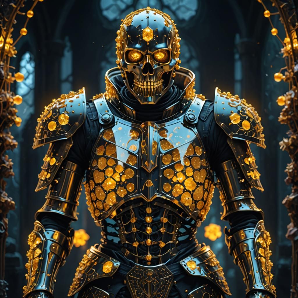 Skeleton Knight in Honeycomb Armor, Double Exposure